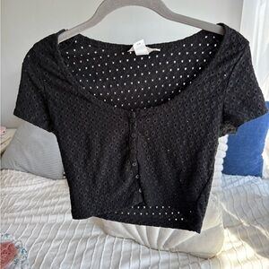 Aeropostale Black Eyelet Crop Top
